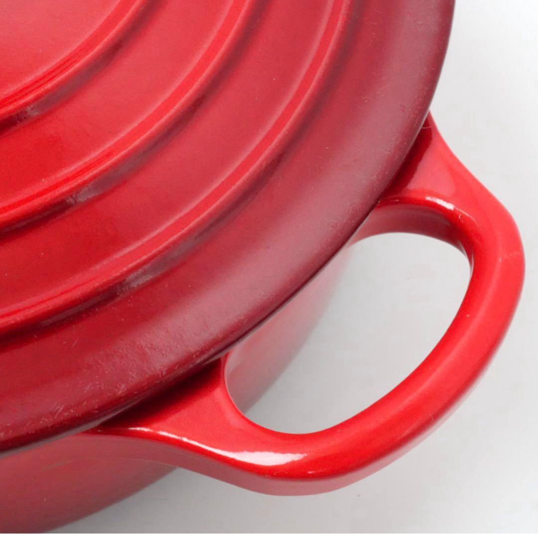 【美品】LE CREUSET　ココット ジャポネーズ　チェリーレッド　18cm