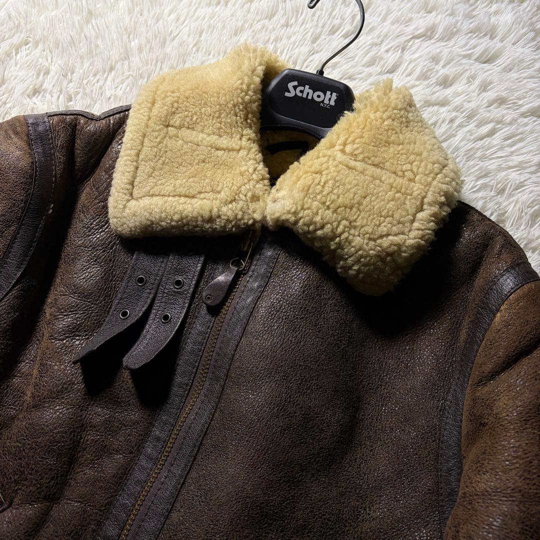 【米国製】schott B-3 フライトジャケット　羊革　ムートン　42