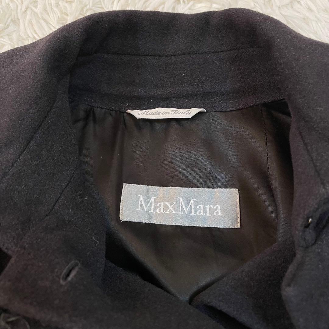 マックスマーラ ステンカラーコート　ロングコート　アンゴラ　シルク　ブラック38