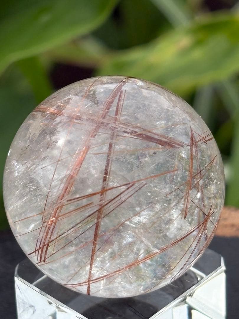 ❗️特価　❤️ 金運アップ ✳虹入り　透明感良く　レッド　ルチルクォーツ 玉②