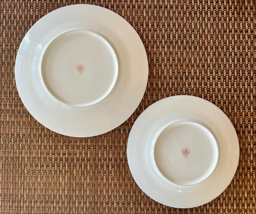 大倉陶園　瑠璃片葉金蝕　20cmデザート皿2枚& 17cmパン皿2枚