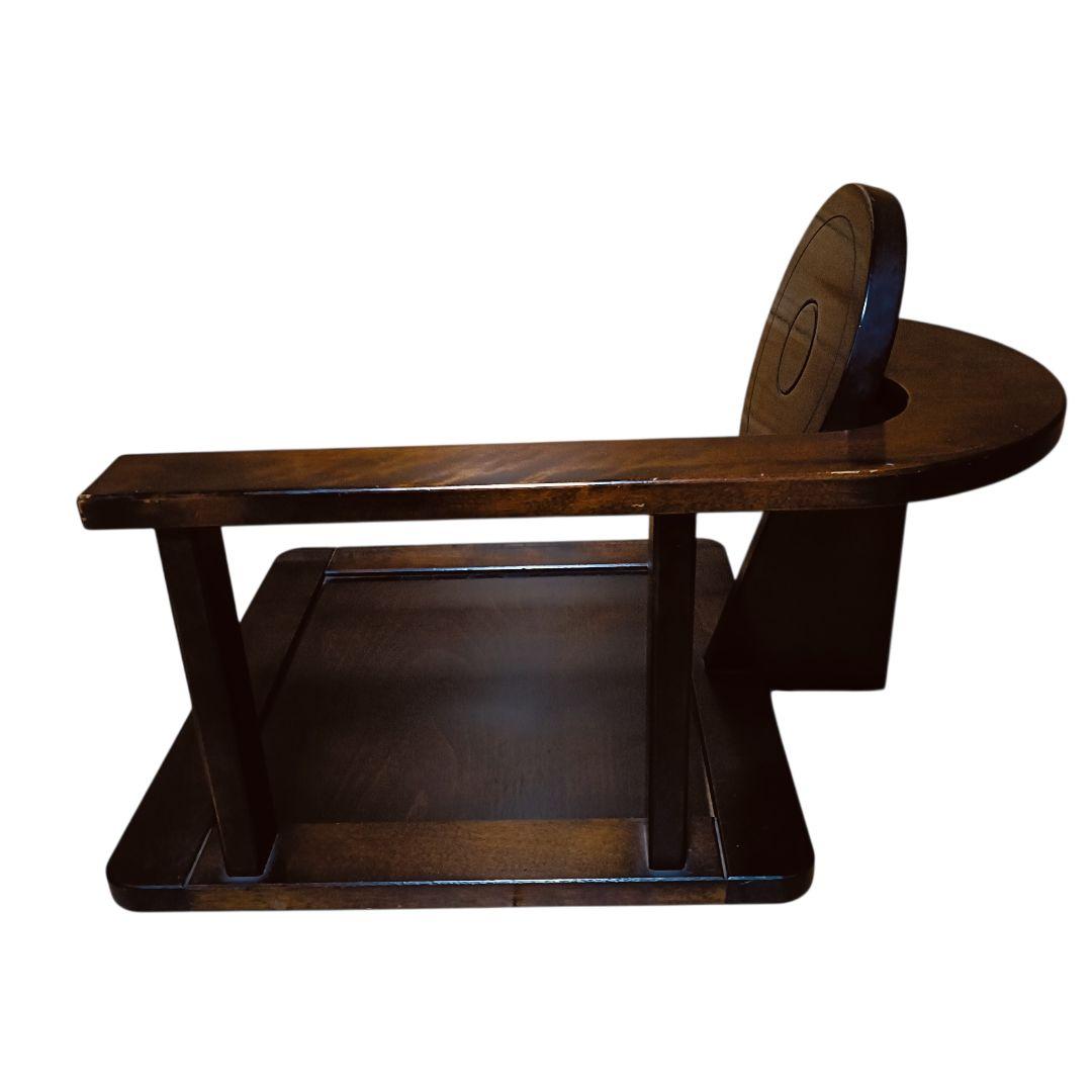 木製　民芸家具　座椅子　星野民藝タイプ　円形背もたれ　ダークブラウン