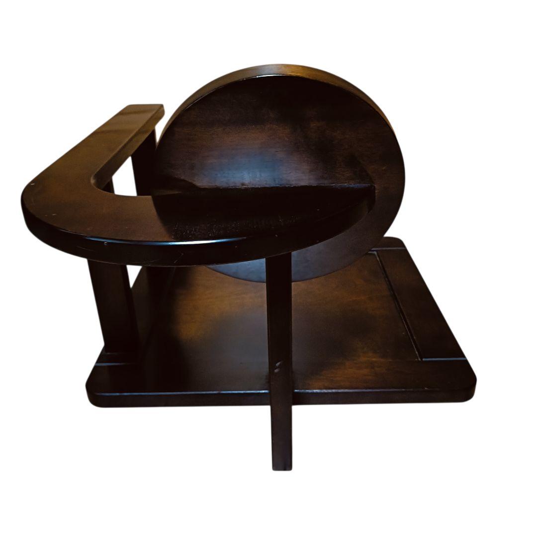 木製　民芸家具　座椅子　星野民藝タイプ　円形背もたれ　ダークブラウン