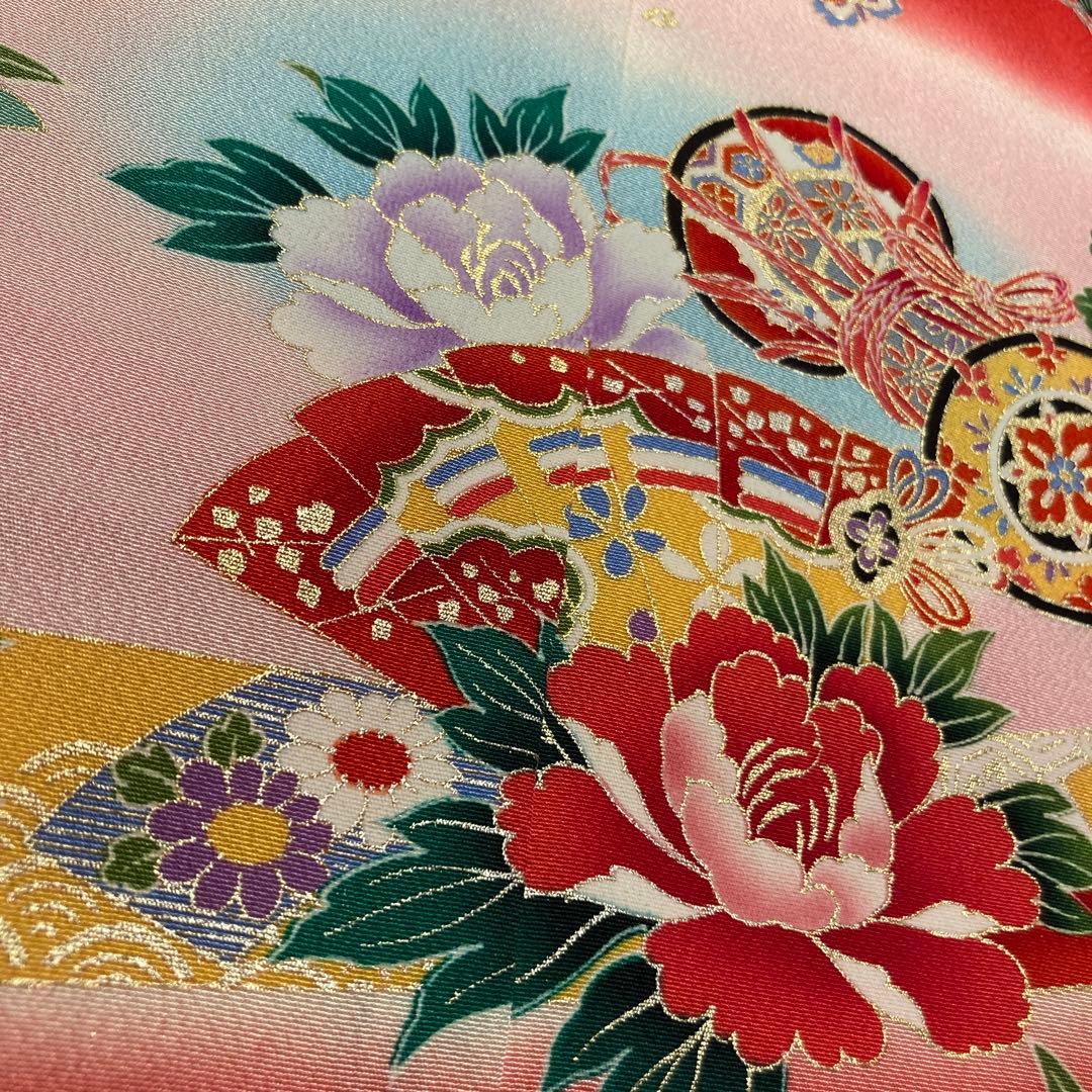 【新品】正絹　七五三用赤色花柄着物