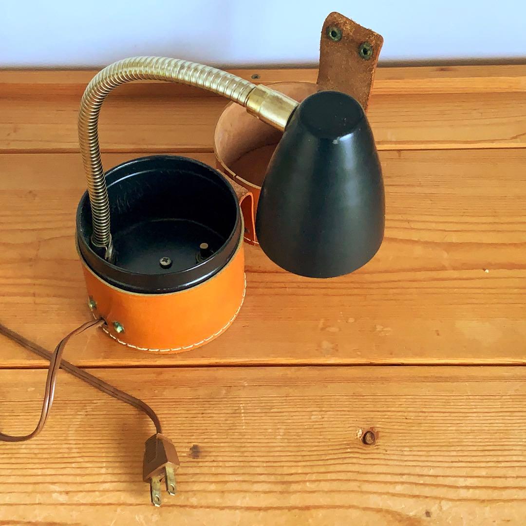 1960s ミッドセンチュリー　ビンテージ　レザー　ランプ　照明　電気スタンド
