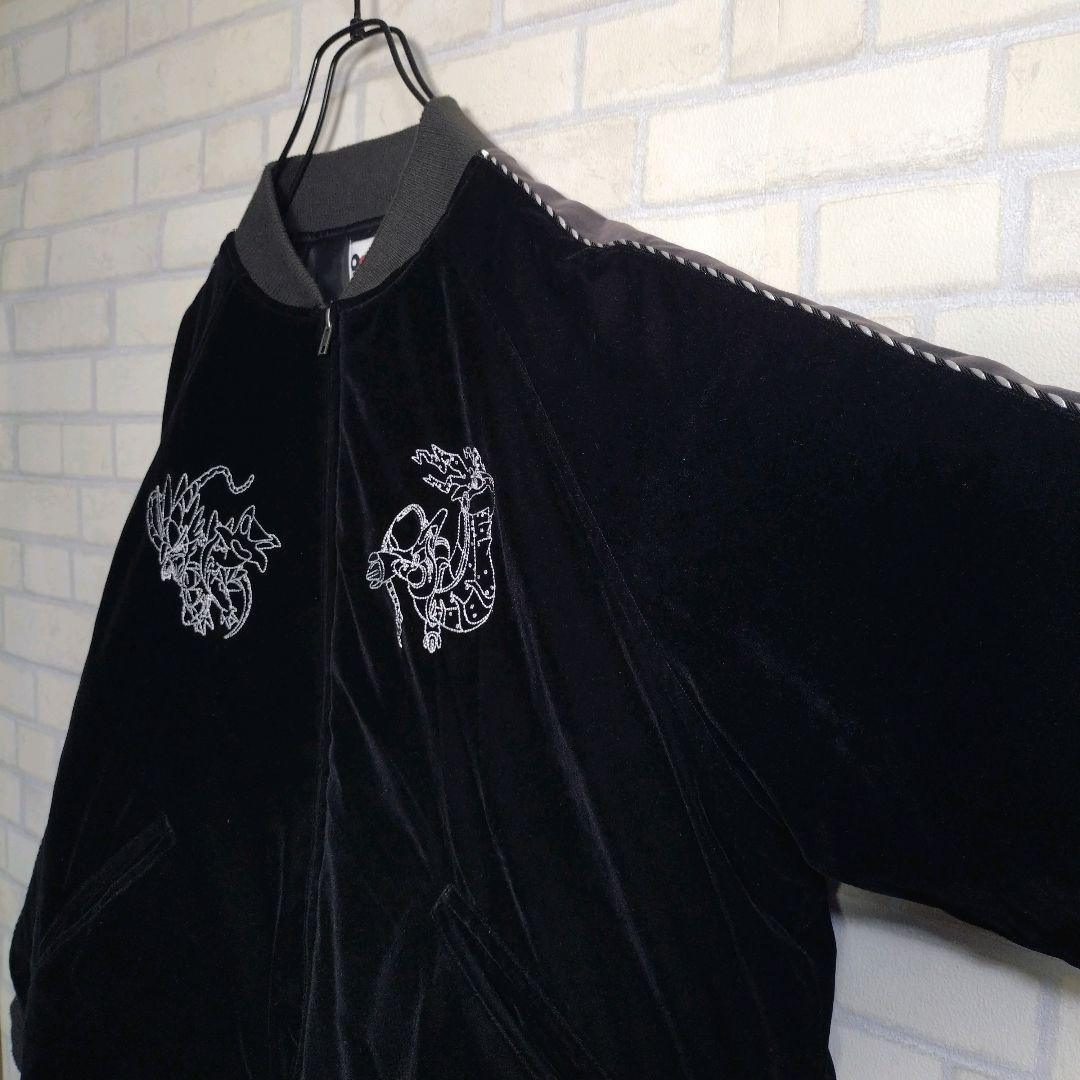 9090★ポケモン コラボ ベロア 総刺繍 中綿 キャラクター スカジャン L