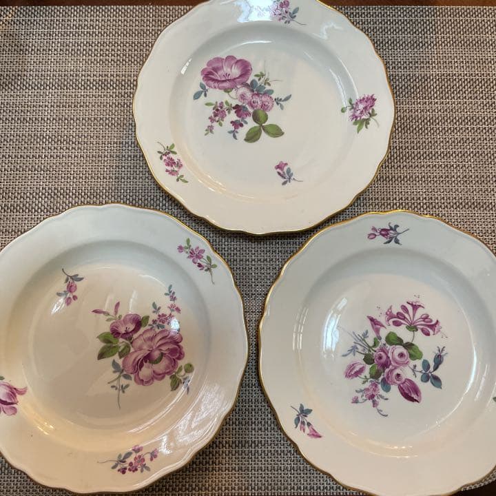 レア　手描きマイセン　ケーキ皿　3枚　セット