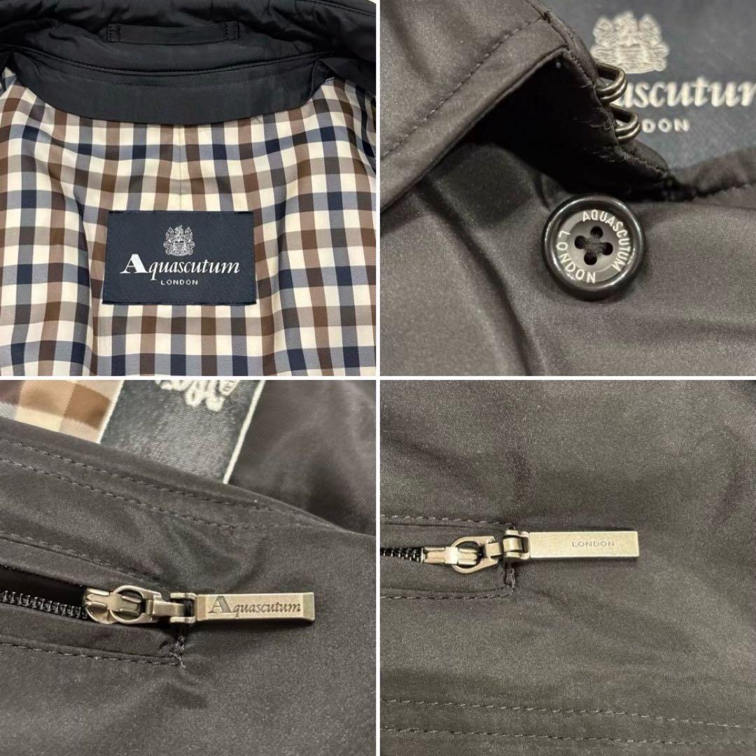 アクアスキュータム 比翼 シルク ライナー ダウン ステンカラー 38 M 黒