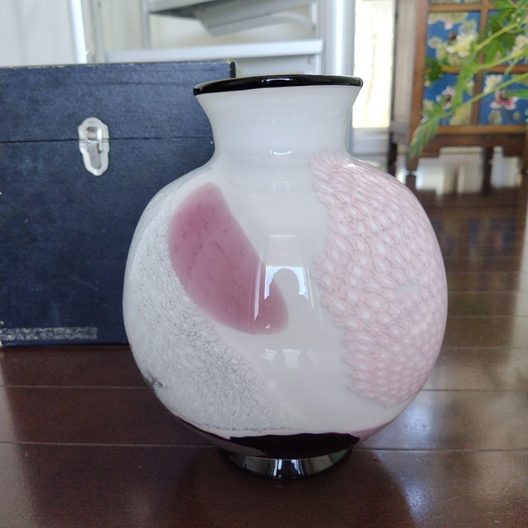 【海外骨董品】美品！アンティークベネチアングラス murano 桜フラワーベース