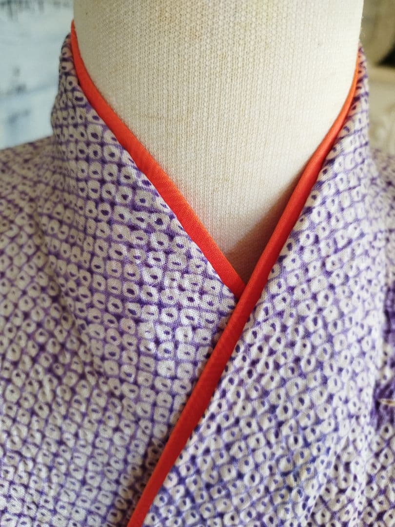 薄い紫オレンジの着物と帯のセット