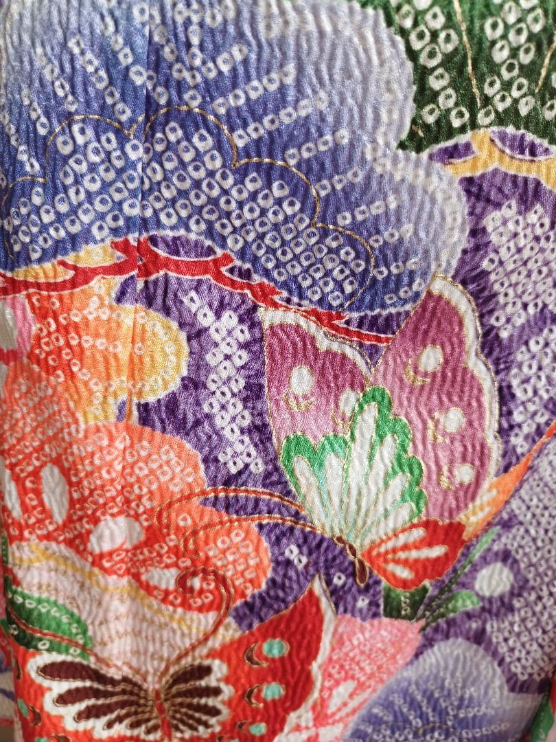 薄い紫オレンジの着物と帯のセット