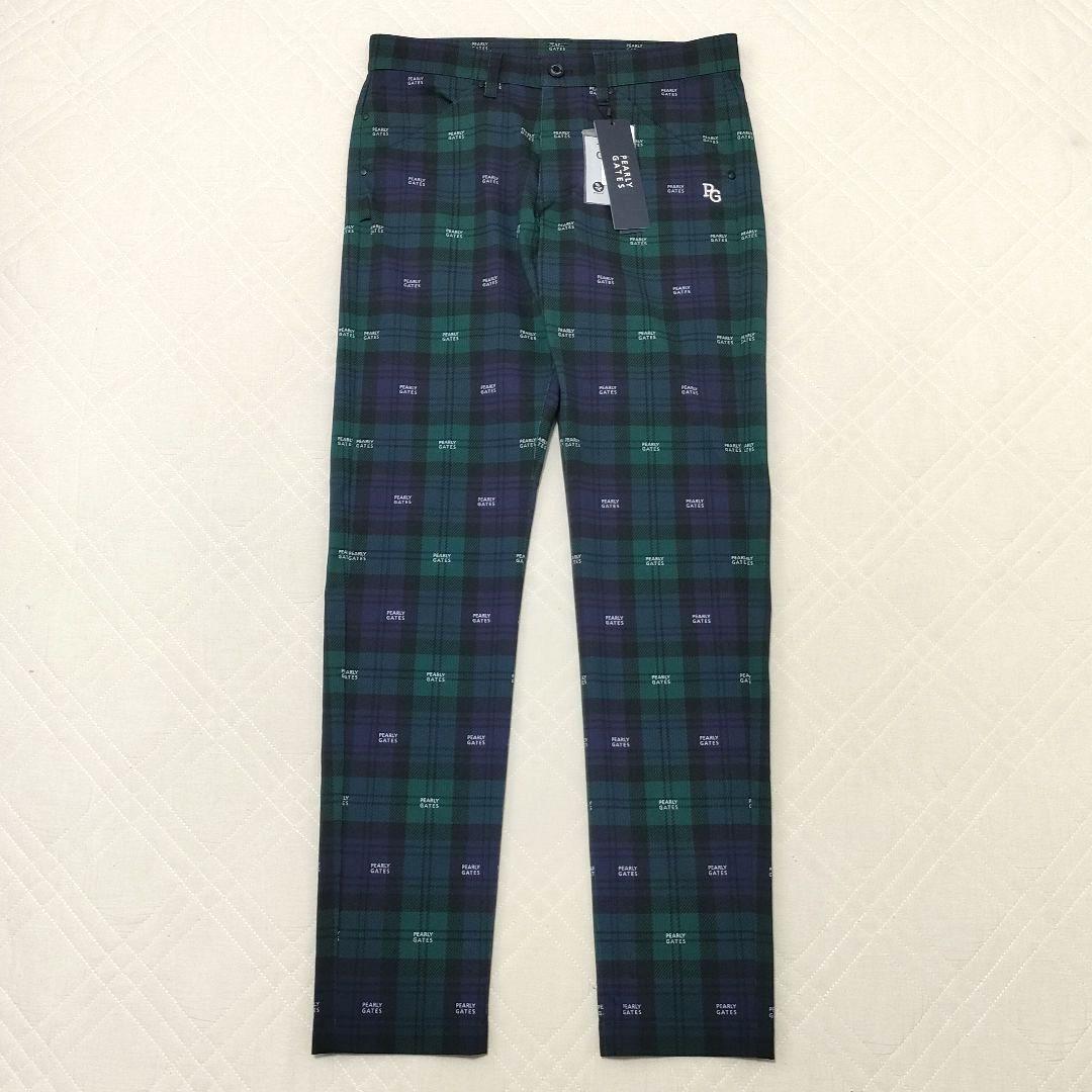 【新品タグ付き】パーリーゲイツ　ゴルフ　ロングパンツ　ブラックウォッチ　ロゴ　4