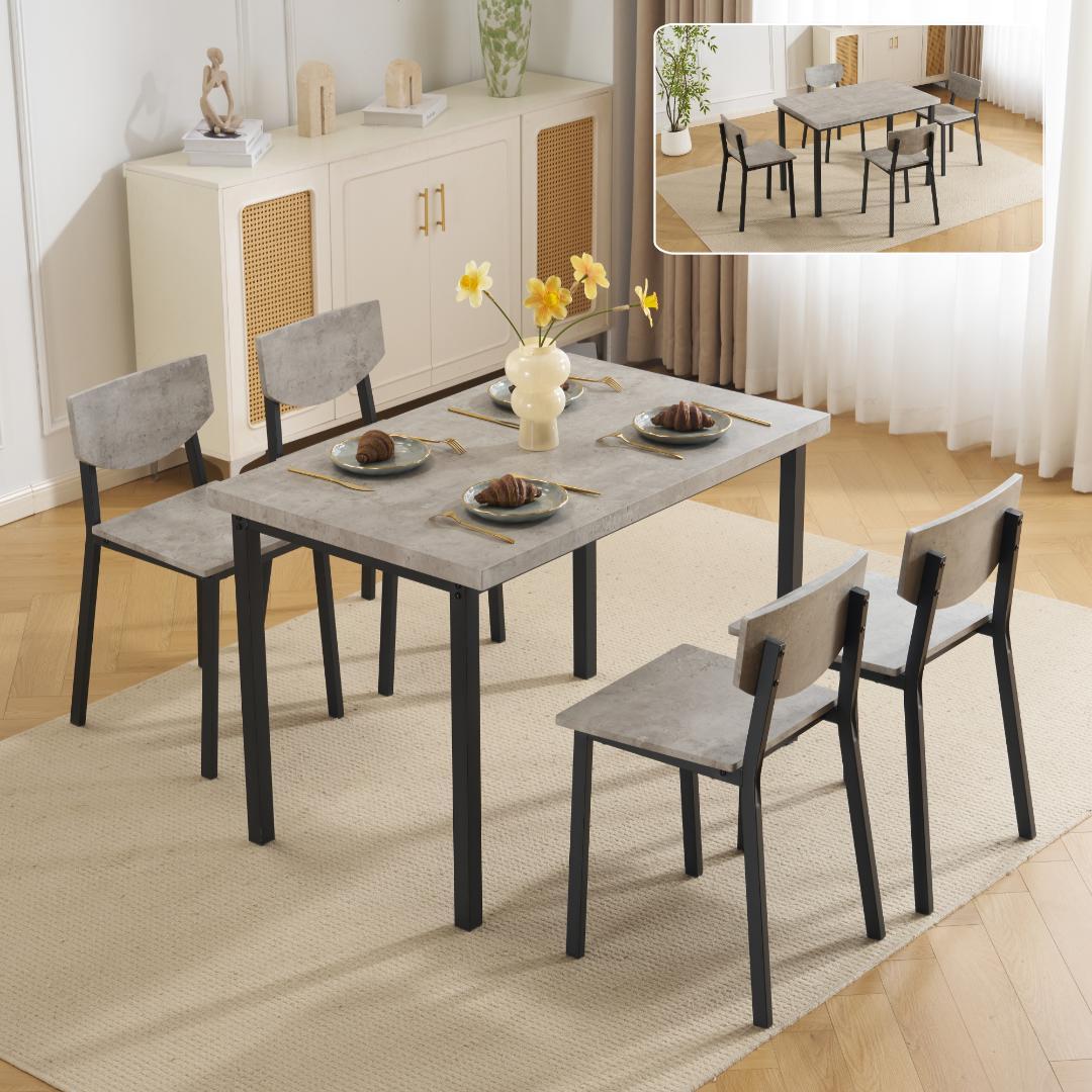 新登場！タイムセール！ダイニング5点セット　4人掛け　幅110cm　GREY