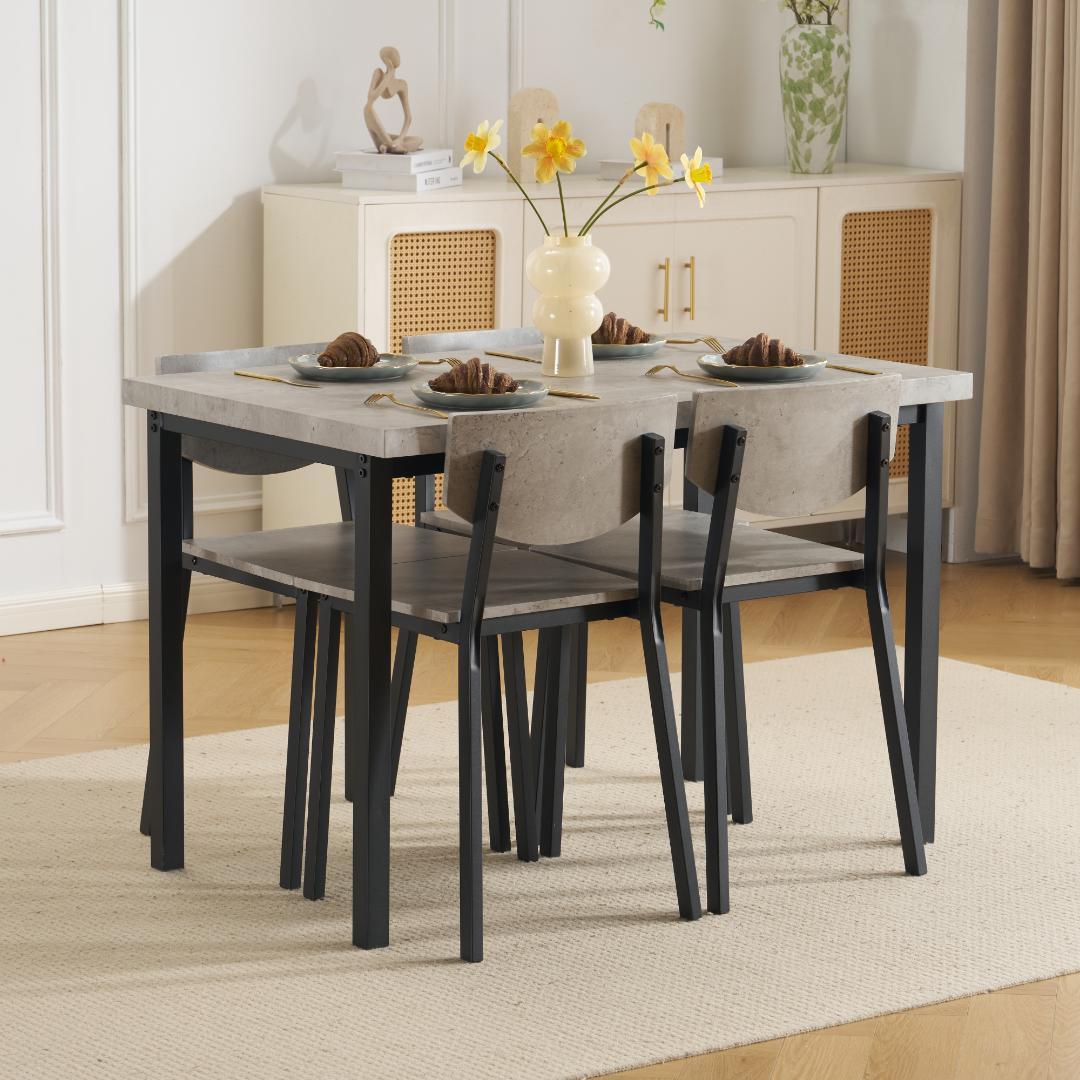 新登場！タイムセール！ダイニング5点セット　4人掛け　幅110cm　GREY