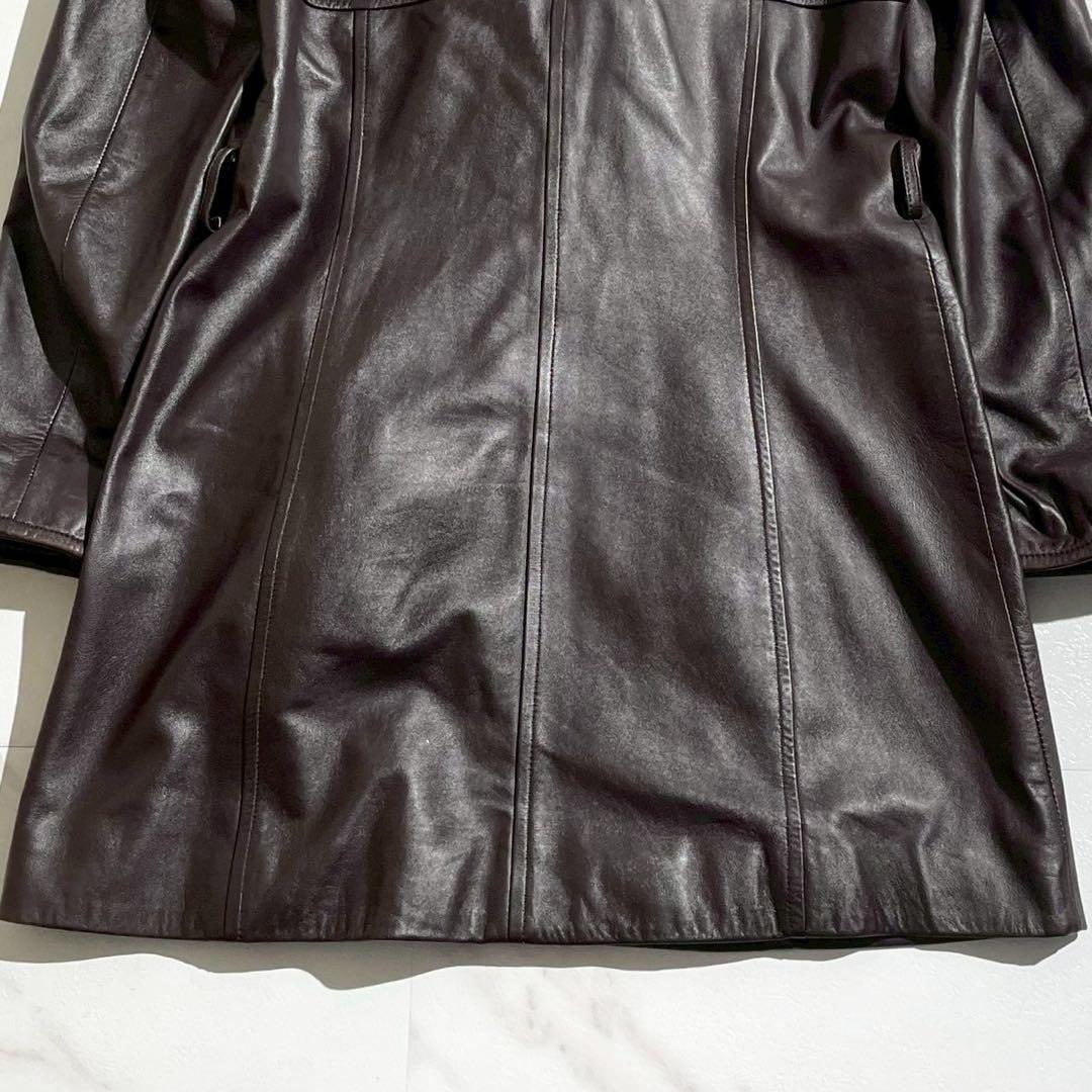 【美品✨】BALMAIN 2way レザーコート 羊革 フォックスファー 茶