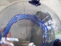 レトロ硝子☆足付ガラス鉢　金魚鉢　横31cm　昭和