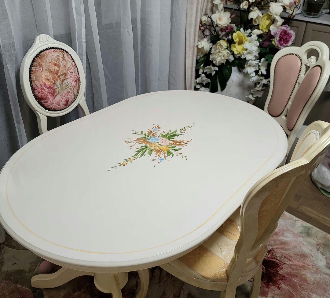 ロココ調白家具姫系ダイニングテーブル
