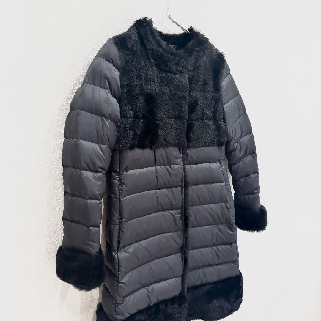 美品！EMMETI エンメティムートン　ダウンコート　ファー　ブラック