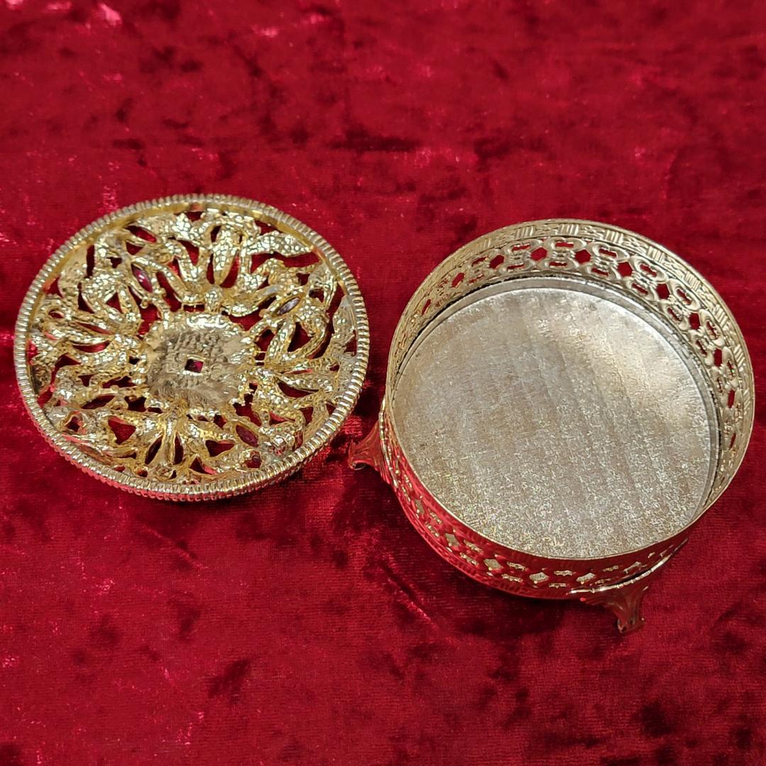 ビンテージ Sam Fink ルビーカラーとレインボーカラー装飾のボックス