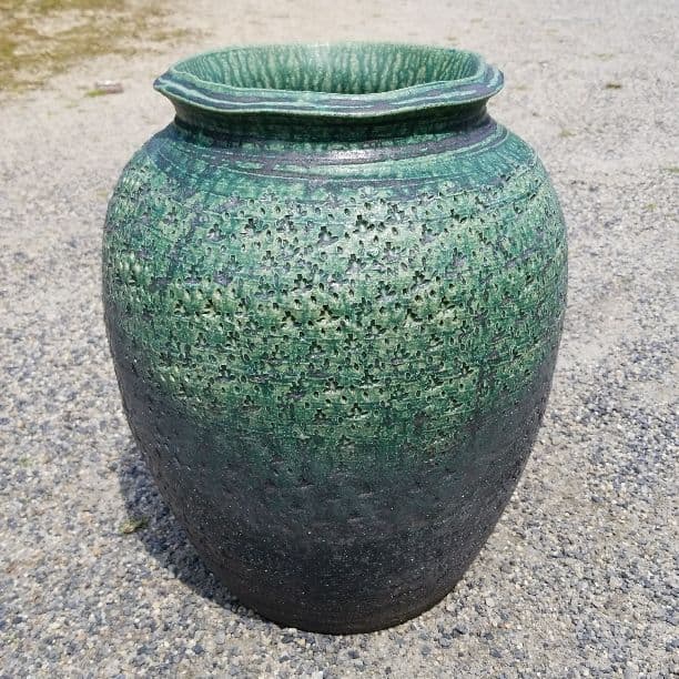 うさこ 信楽焼傘立て 緑彩 信楽焼 高さ４４cm