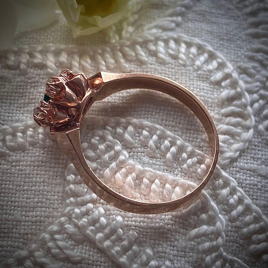 k9 アンティーク フランス　エメラルド＆ダイヤモンド　リング