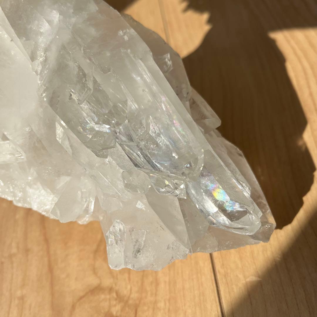 アーカンソー水晶　クラスター　原石　虹入り　大型約1.1キロ　希少