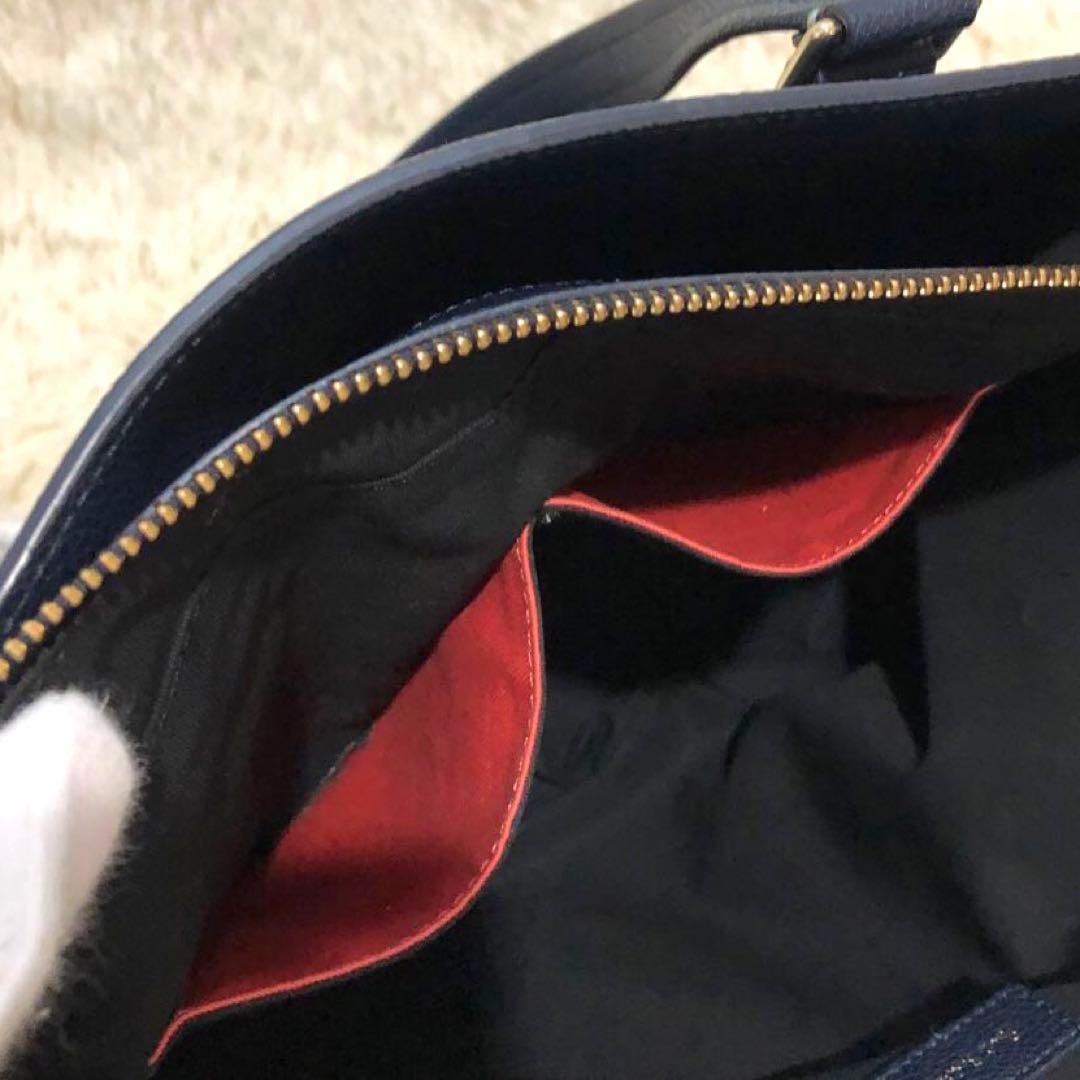 未使用級✨✨ポールスミス レザー　マルチストライプ　トートバッグ ネイビー