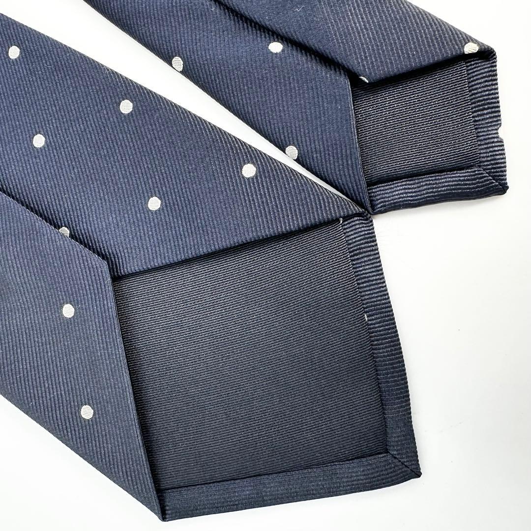 未使用品◎Loro Piana シルクネクタイ メンズ ビジネス ドット柄 紺