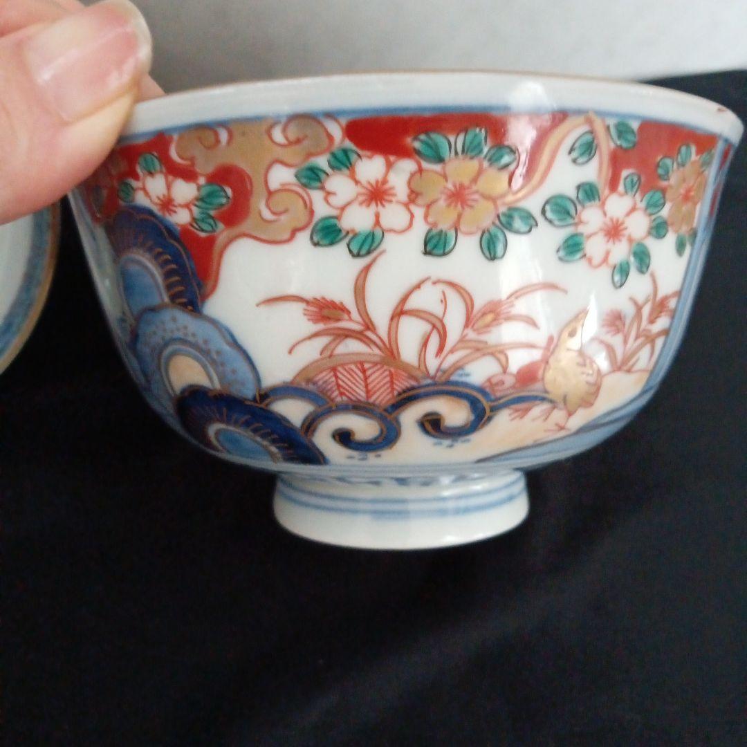 古伊万里　蓋つき茶碗