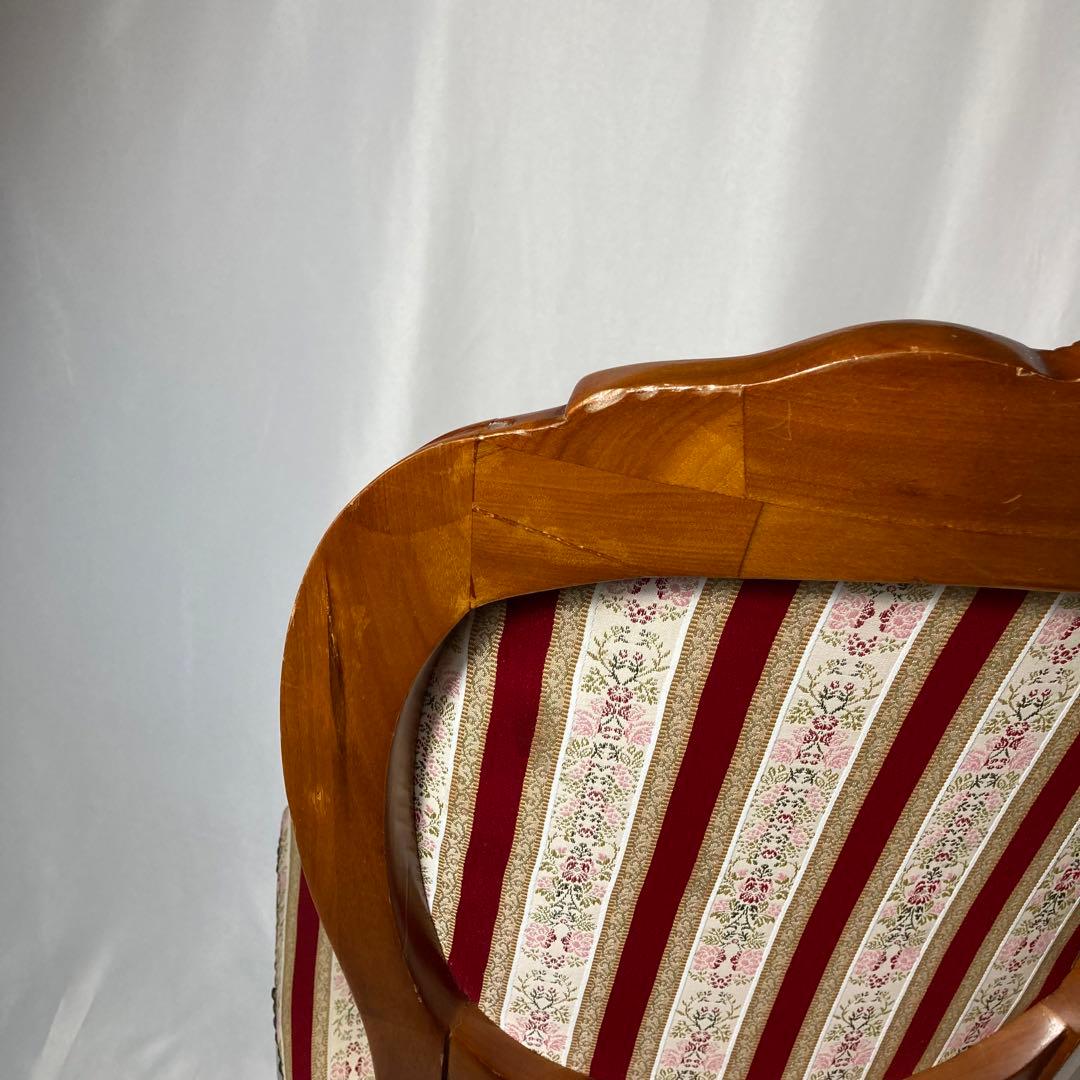 高級イタリア製❗️ダイニングチェア　ストライプ　アンティーク調　木製椅子