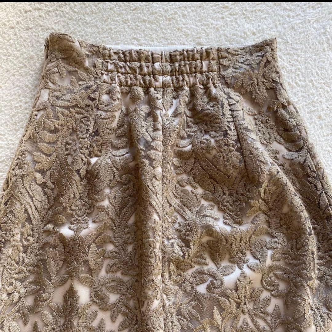 【2025年モデル】anuans エンブロイダリーレーススカート　ベージュ