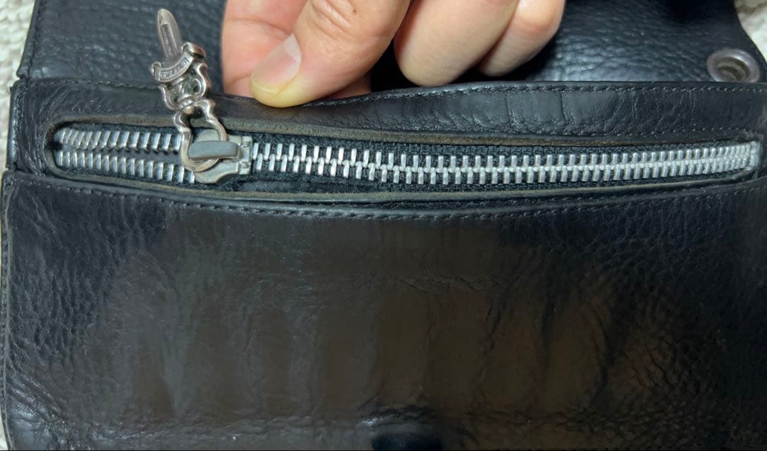 クロムハーツ CHROME HEARTS ウェーブウォレット ジップ破損