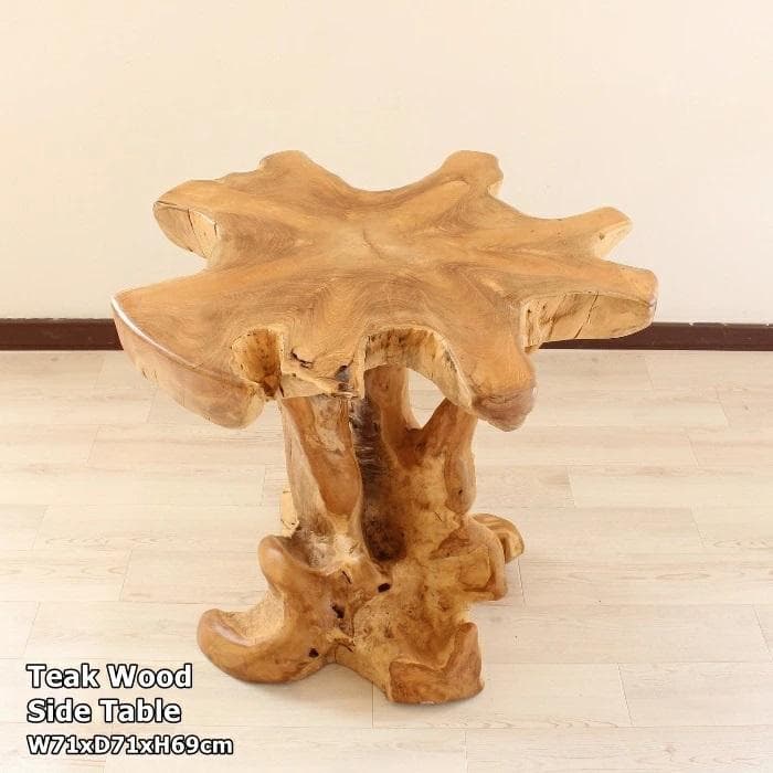 在庫処分 １点もの テーブル 木製 チーク材 天然木 切り株 カフェ 花台 C