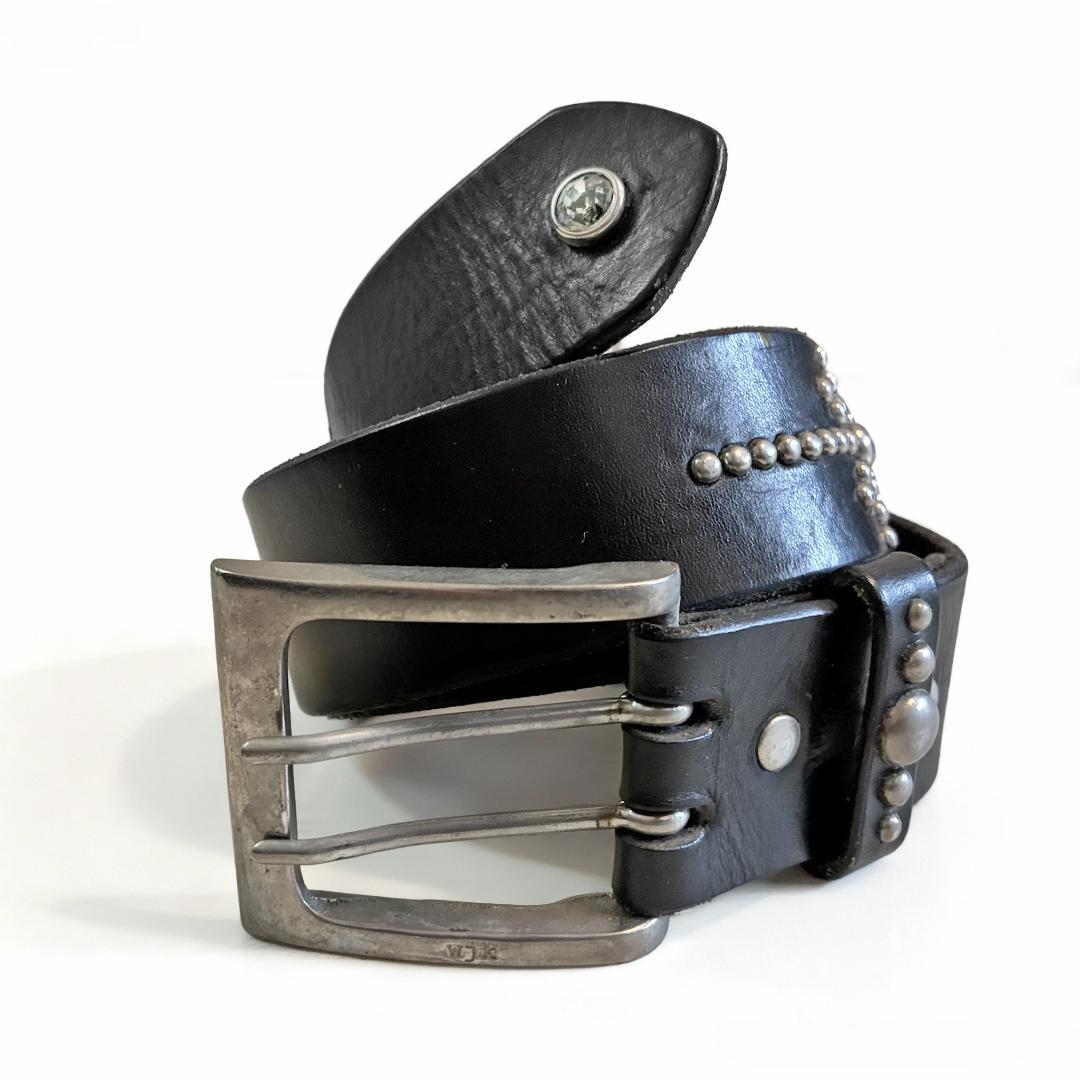 wjk スタッズベルト 本革 レザー ブラック akm junhashimoto