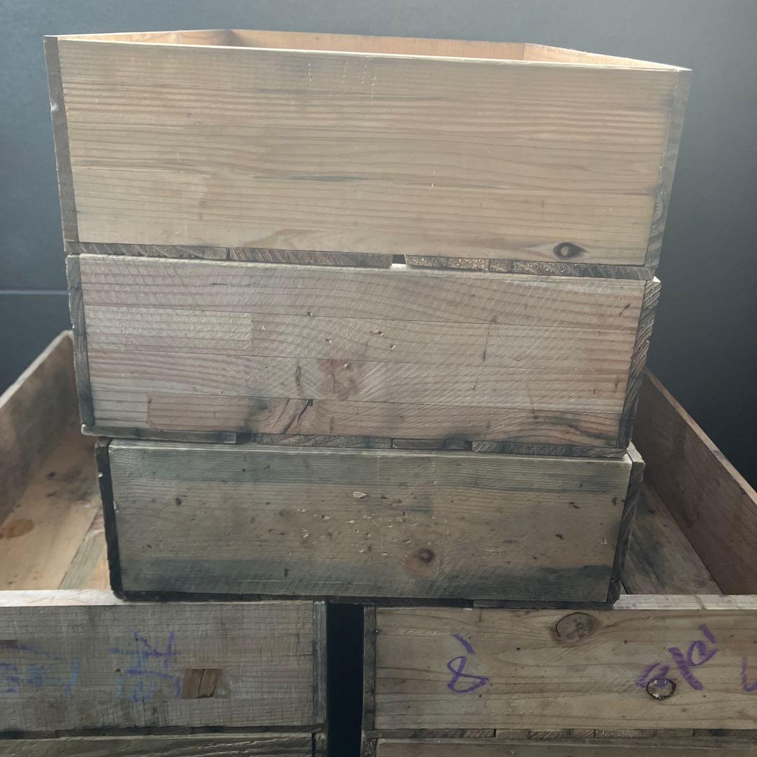 9個まとめ　魚　トロ箱　レトロ　木製箱　魚箱 魚屋 魚河岸 市場 木製　道具箱