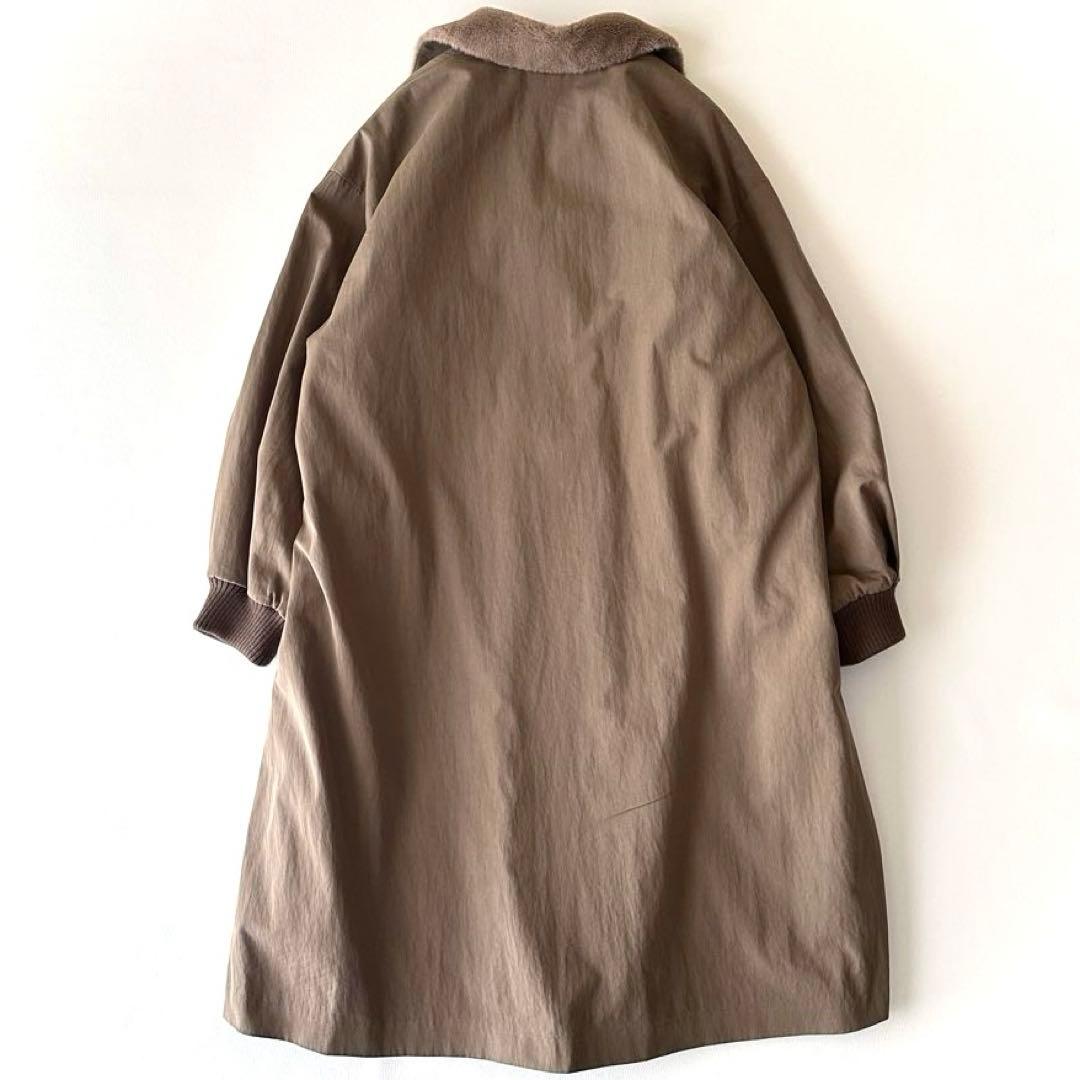 極美品 超人気♪ ミズイロインド バックボアコート ゆったり ダークベージュ