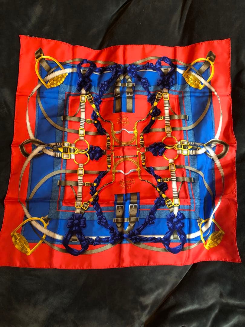 美品 HERMES エルメス カレ90 グランマネージュ スカーフ リング付き