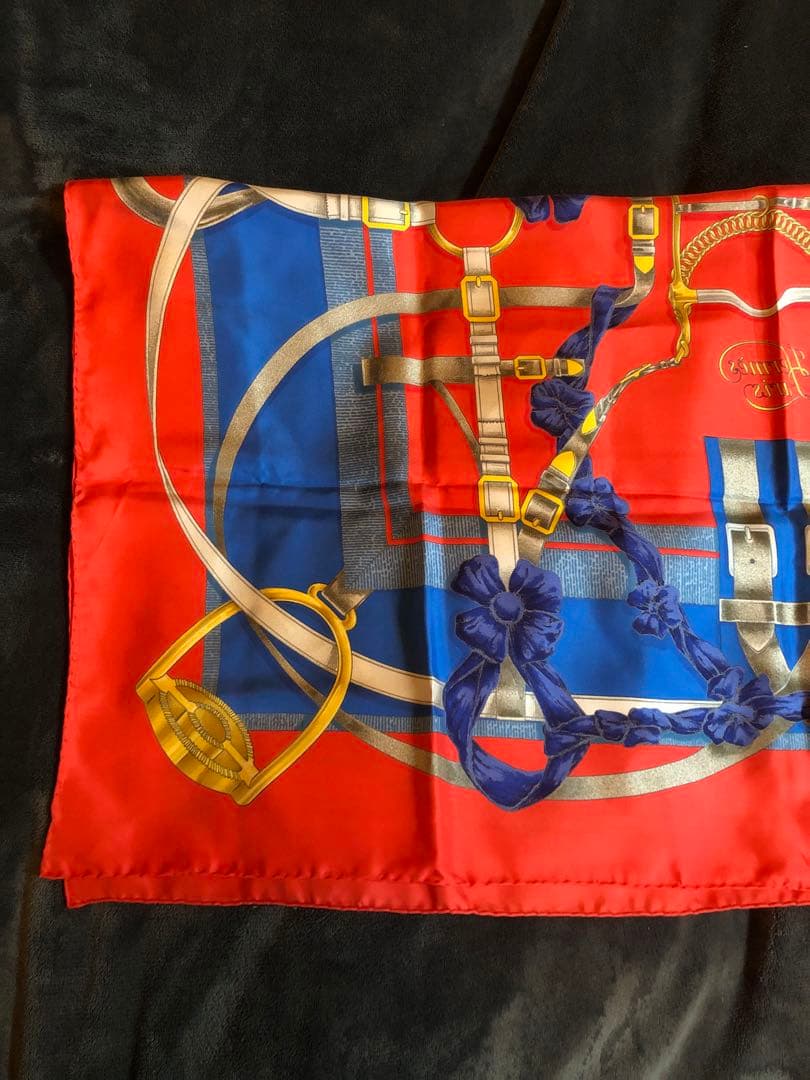 美品 HERMES エルメス カレ90 グランマネージュ スカーフ リング付き