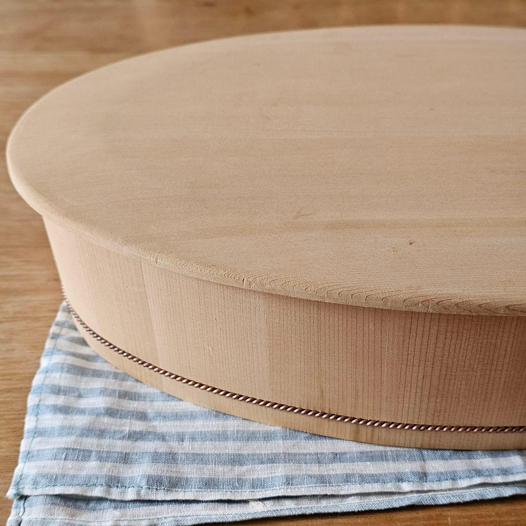 さわら　楕円の飯台 大 専用蓋付　すし桶　おひつ　自在道具　【アク抜き作業済】