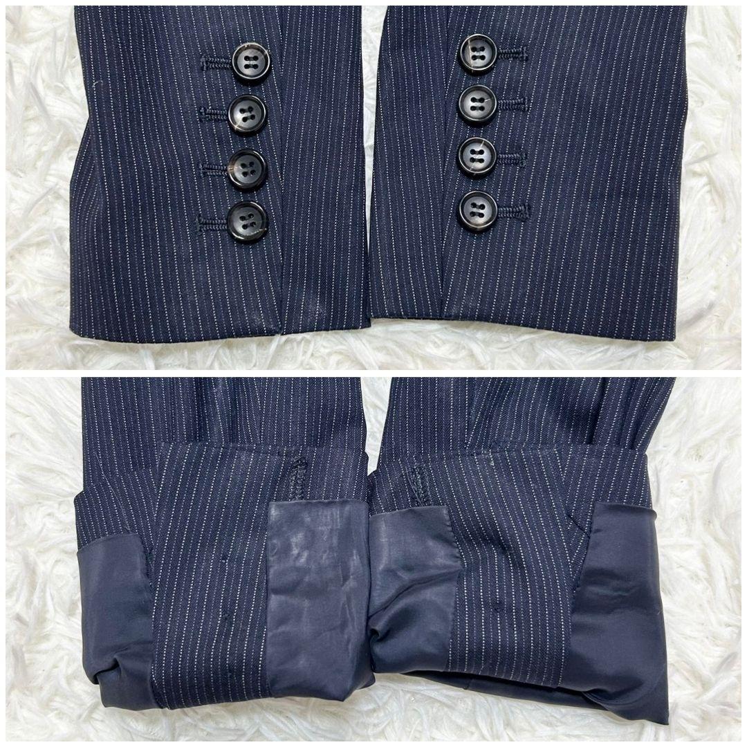 【美品】セオリーリュクス スーツ セットアップ ストライプ ネイビー シルク混