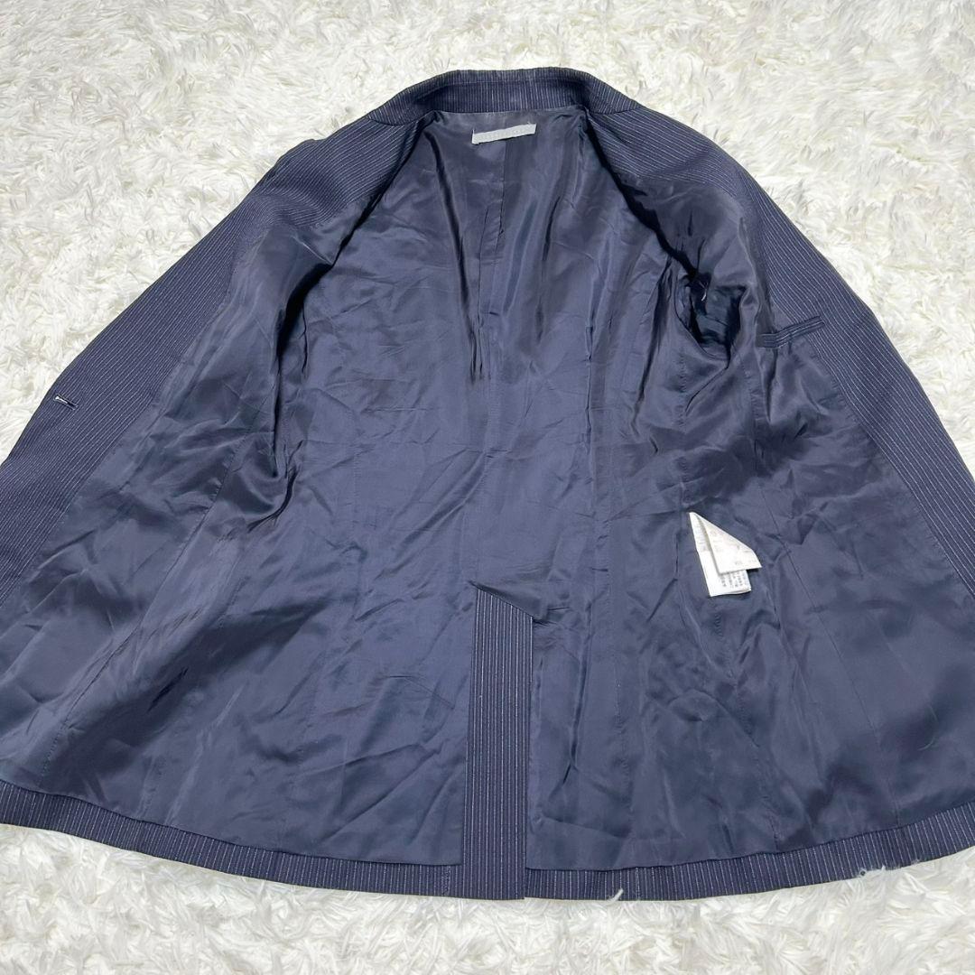 【美品】セオリーリュクス スーツ セットアップ ストライプ ネイビー シルク混