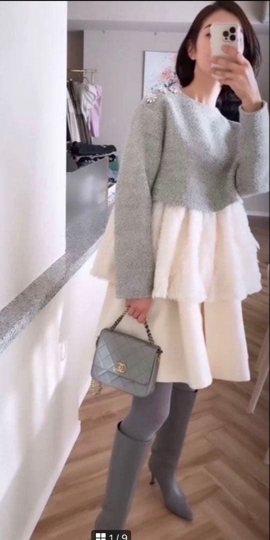 SEVENTEN セブンテン フェザーヤーンレイヤードウールトップスS