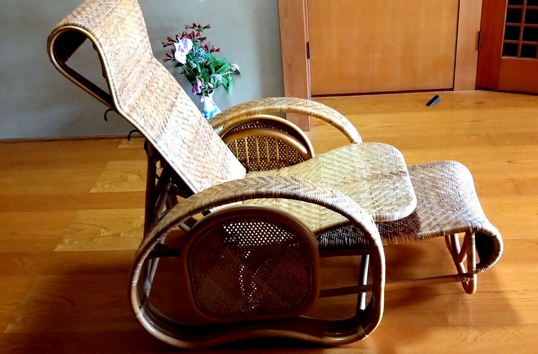 籐　ラタン　椅子 リクライニングチェア