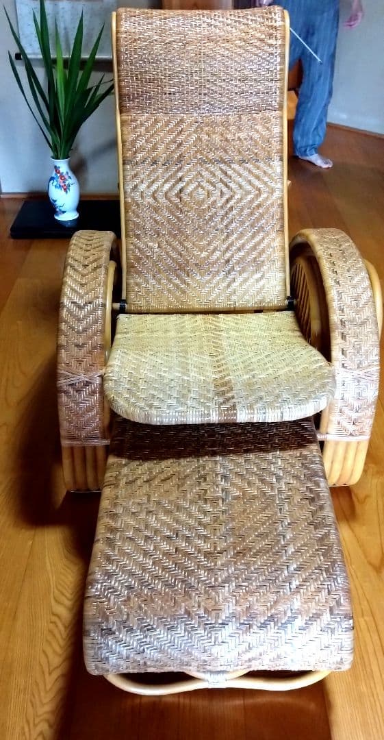 籐　ラタン　椅子 リクライニングチェア