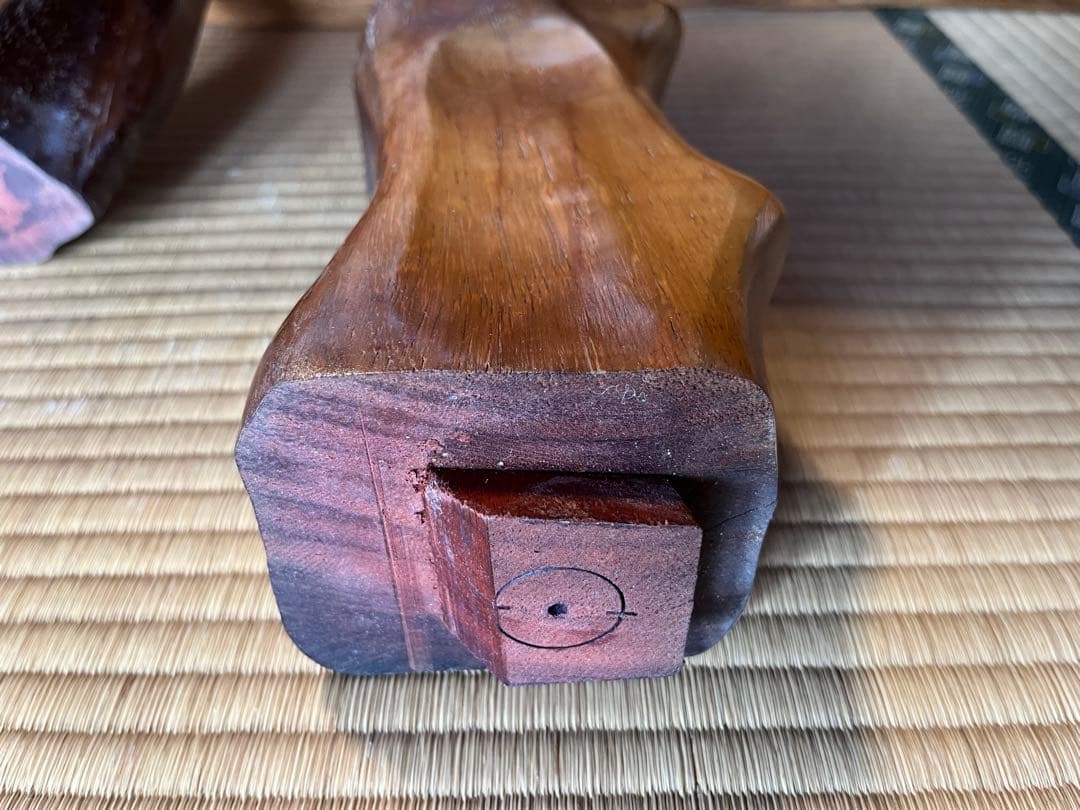 カリン材　花梨　一枚板　和テーブル　塗装済　脚取り外し可　送料込み