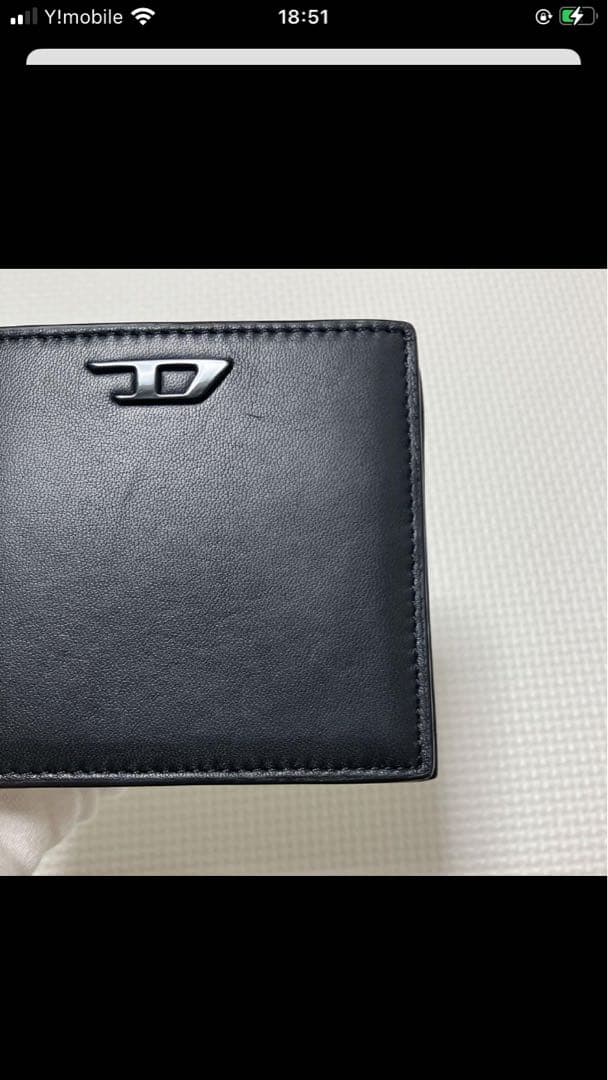 未使用　DIESELディーゼル レザー二つ折り財布　ブラック　黒　「D」ロゴ