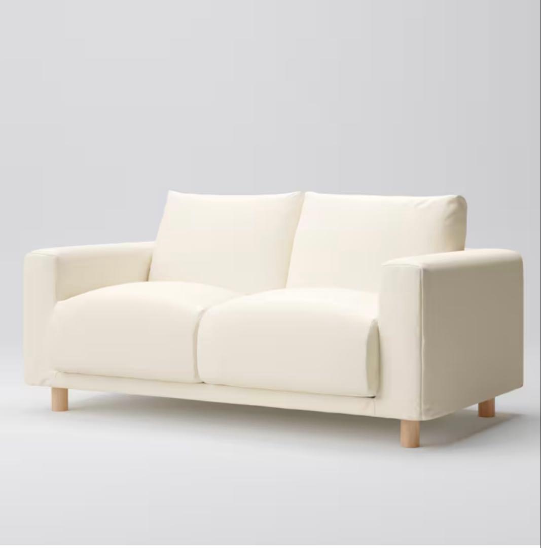 無印良品 ソファ本体・２シーター・フェザー・ポケットコイル カバー＆足付き