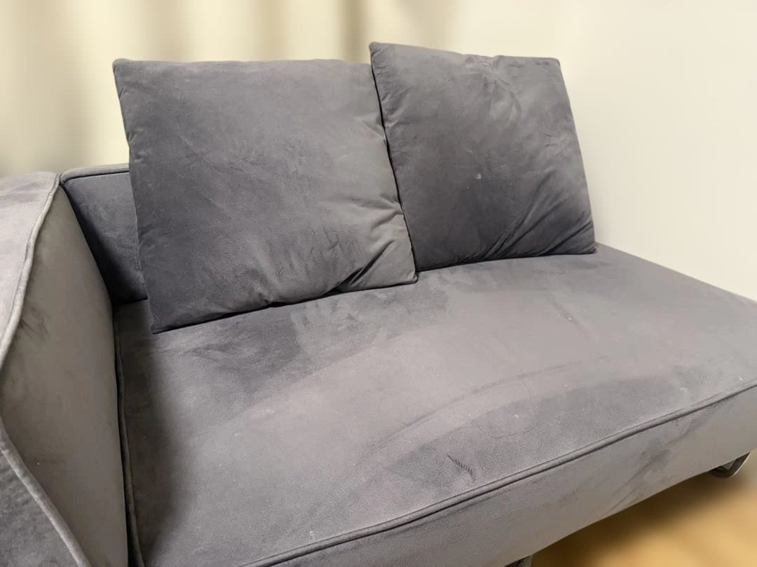 グレー ベルベットソファ 2人掛け