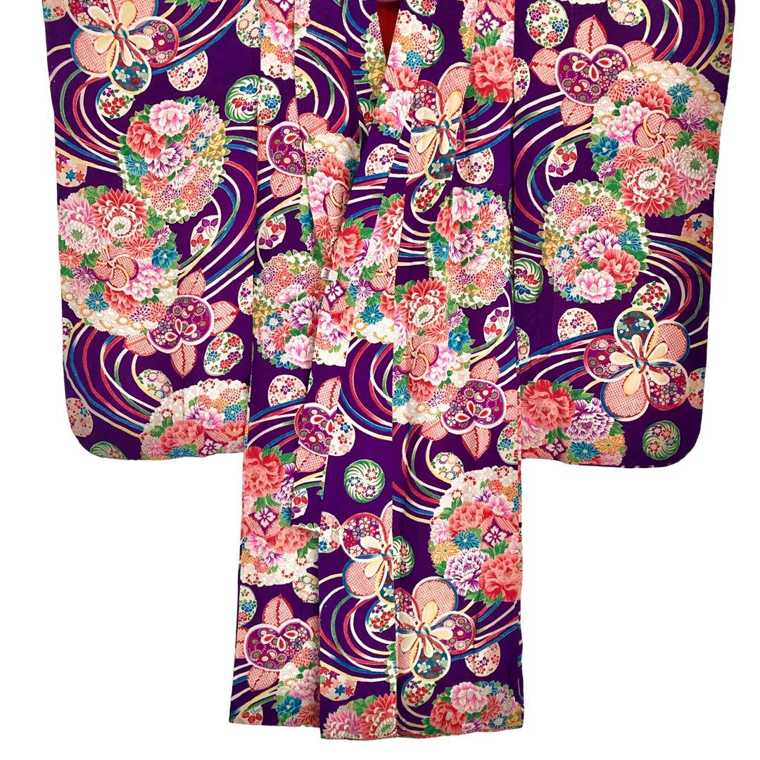 アンティーク  女の子  子供着物  紫  NO6