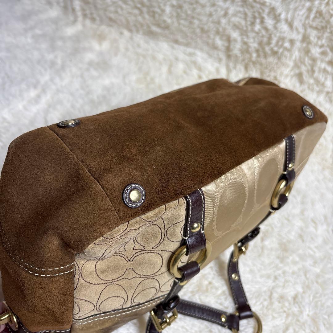 コーチ トートバッグ パッチワーク ブラウン y2k ゴールド金具